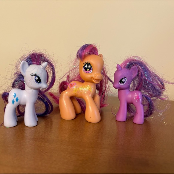 3 My Little Pony Tinsel Hair Figures Hasbro Rarity, Twilight Sparkle & Scootaloo - Picture 7 of 10
